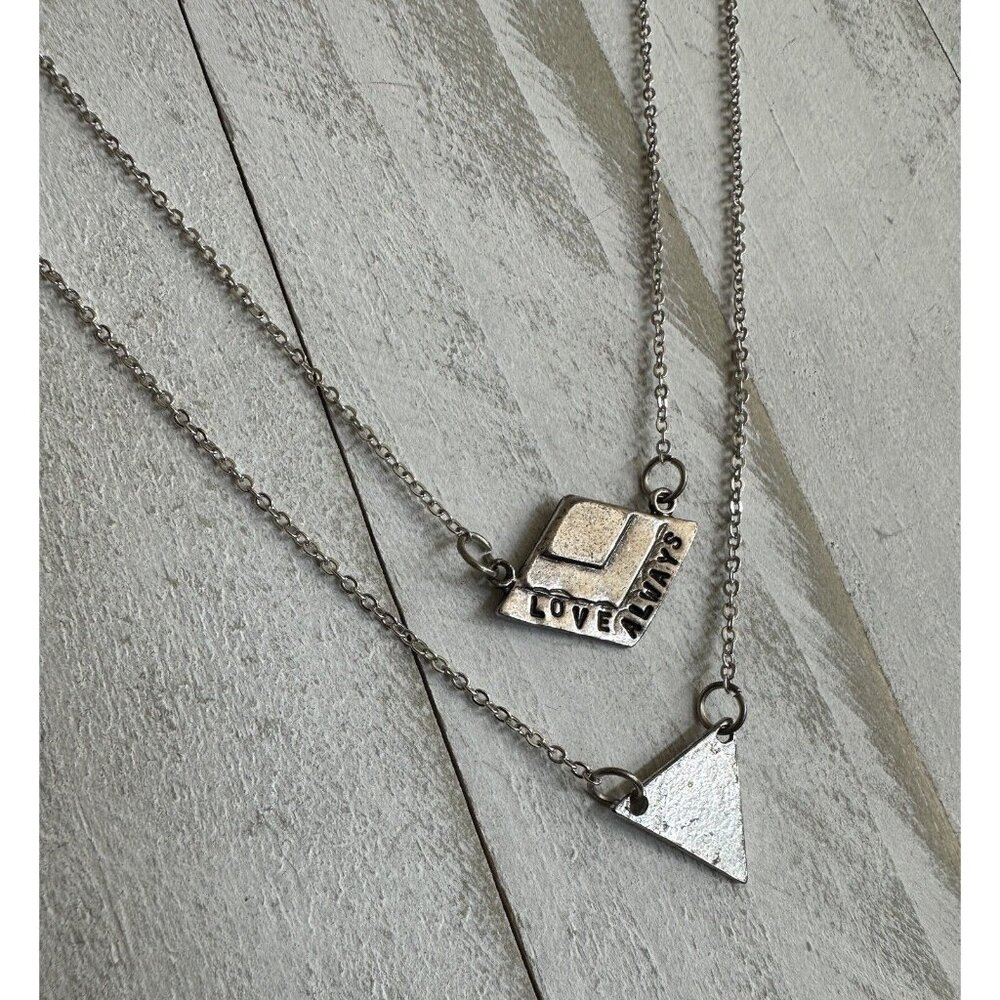 Alisa Michelle 'Love Always' Silver Double Layered Necklace‎ Pendants, New